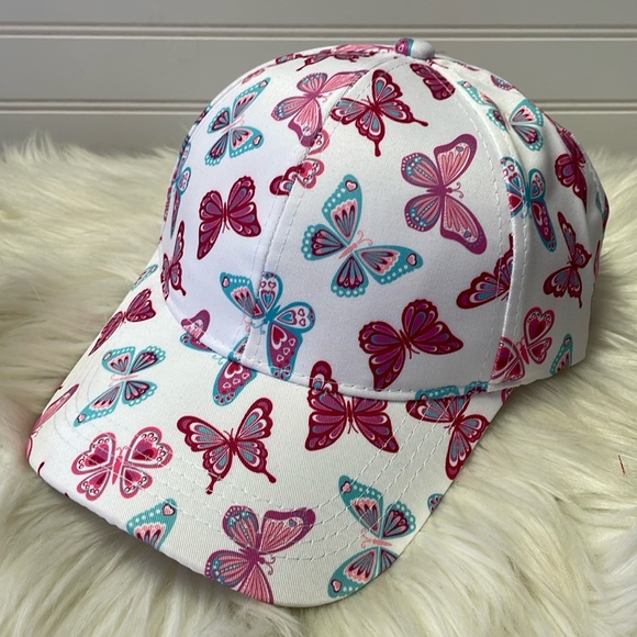 Butterfly 🦋 White with Multicolored Butterflies Baseball Cap - Picture 12 of 12
